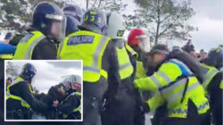 Setelah kerusuhan dengan penggemar di luar stadion Tottenham Hotspur setelah kemenangan 3-2 Arsenal atas rival yang ditakuti itu, polisi menangani para perusuh.
