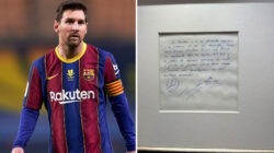 'Handuk paling terkenal di dunia' yang digunakan oleh Barcelona untuk menyelesaikan transfer Lionel Messi yang berusia 13 tahun dijual seharga £760.000.