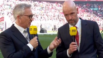 Masa sulit Gary Lineker bertanya kepada Erik ten Hag apakah ini pertandingan terakhirnya dalam wawancara yang sulit setelah kemenangan menakjubkan Man Utd di Piala FA.