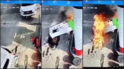 Detik-detik SPBU Terbakar Gara-Gara Pengemudi Mobil Tancap Gas Sebelum Lepas Nozel